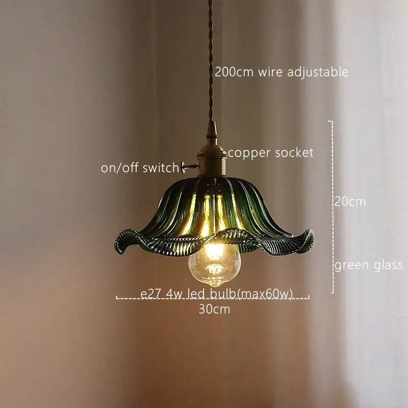 Green Stripe Glass Pendant