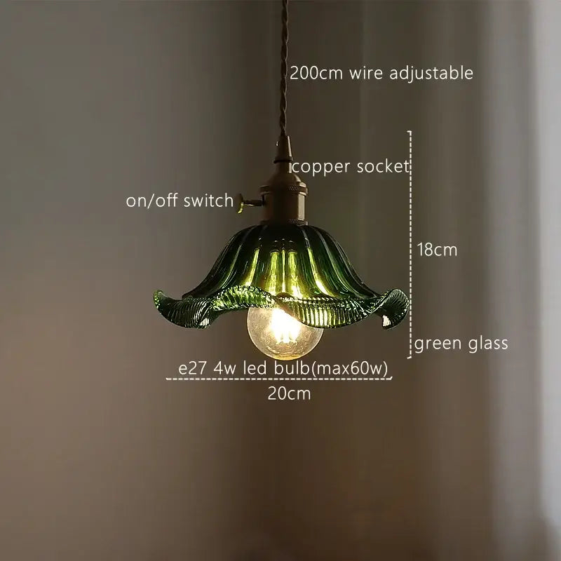 Green Stripe Glass Pendant