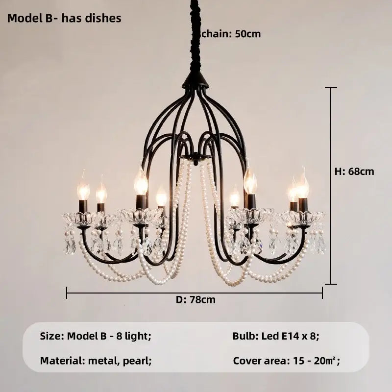 Black E14 Candle Chandelier