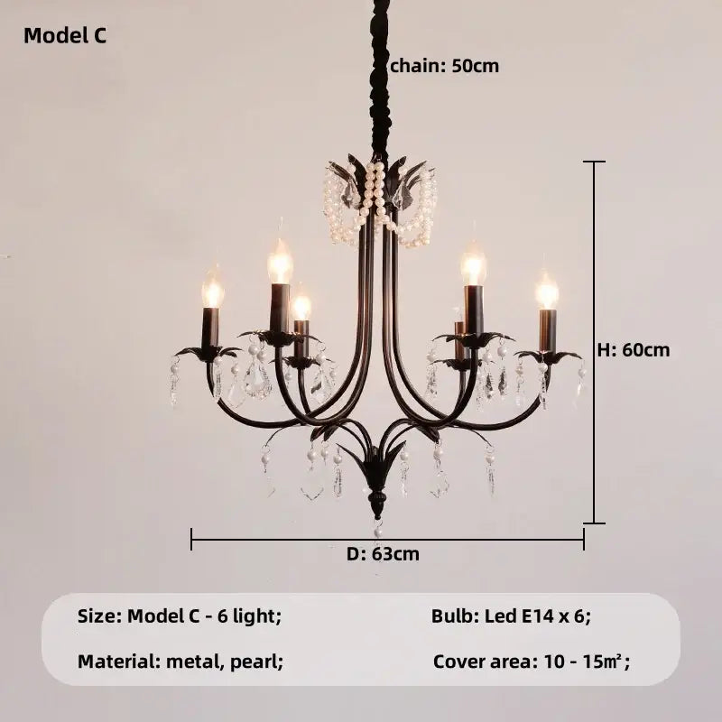 Black E14 Candle Chandelier