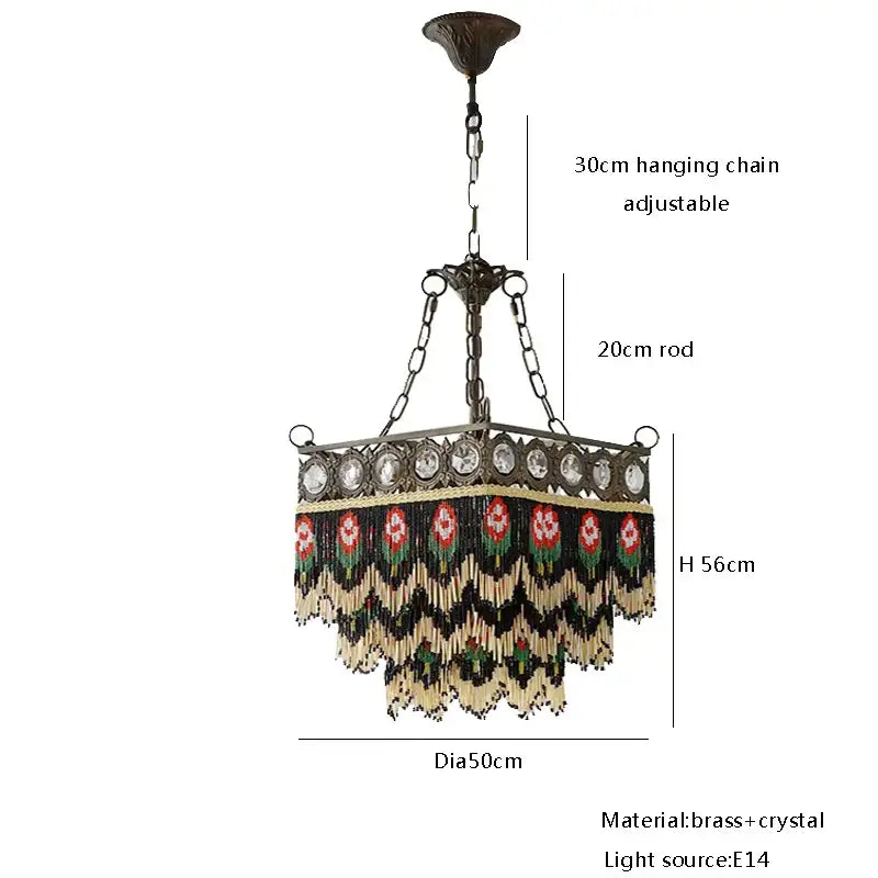 Brass Crystal Floral Chandelier