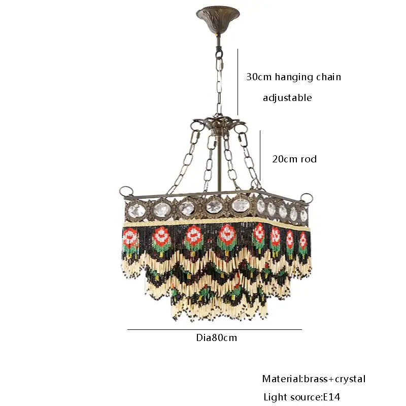 Brass Crystal Floral Chandelier