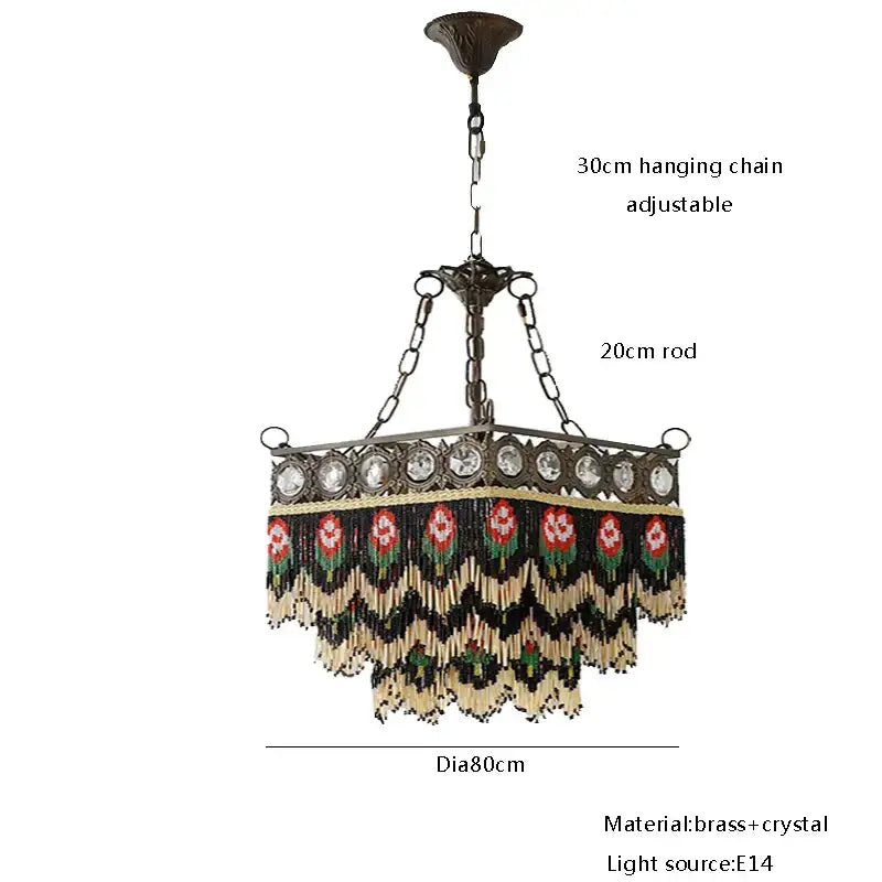 Brass Crystal Floral Chandelier