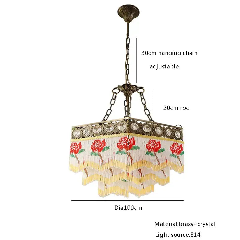 Brass Crystal Floral Chandelier