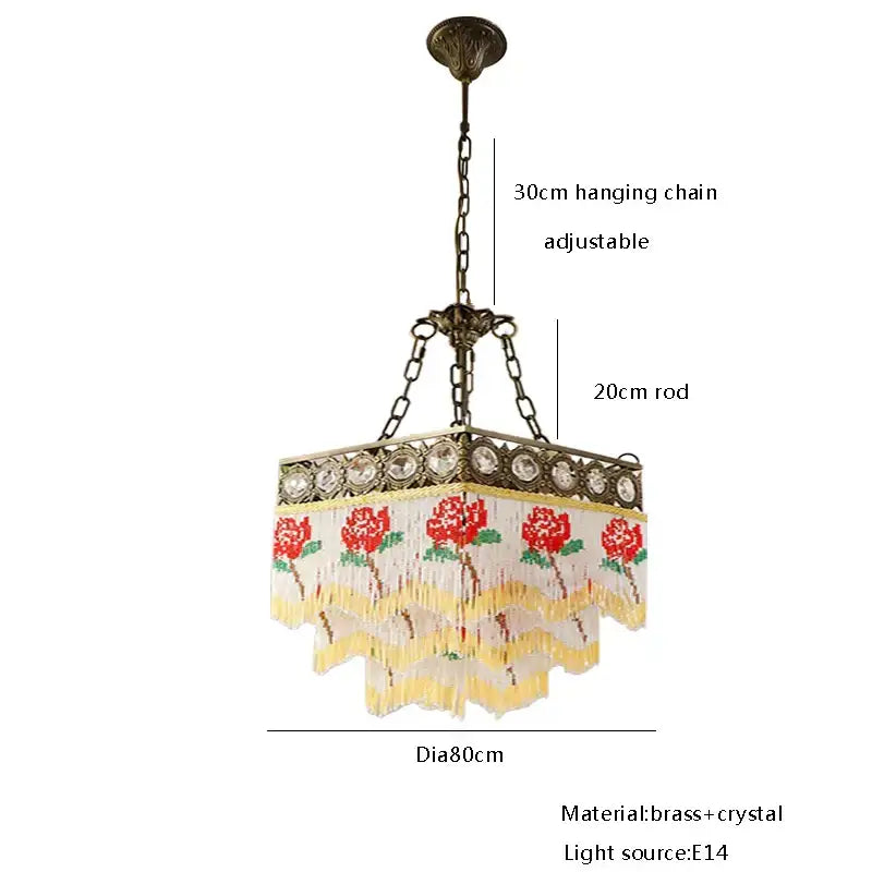 Brass Crystal Floral Chandelier