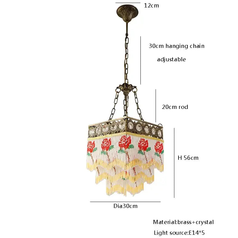 Brass Crystal Floral Chandelier
