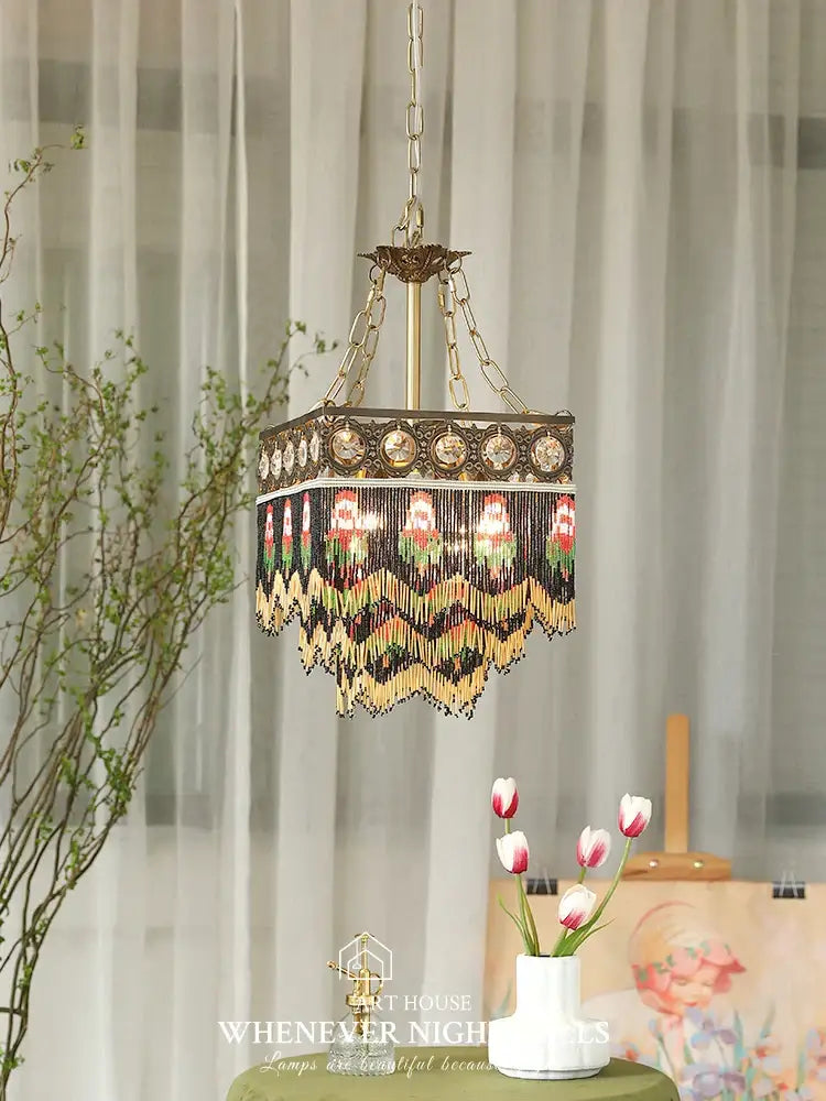 Brass Crystal Floral Chandelier