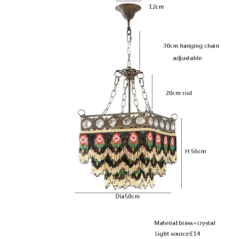 Brass Crystal Floral Chandelier