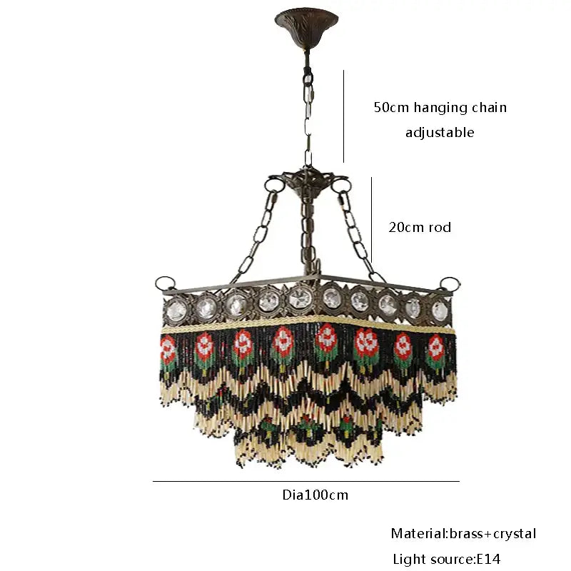 Brass Crystal Floral Chandelier