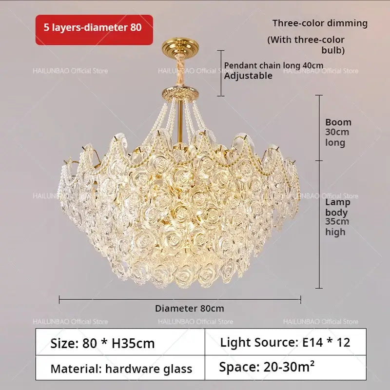 Pearl Rose Gold Chandelier