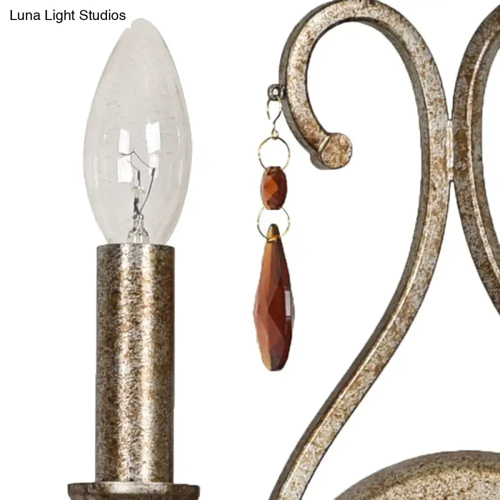 Aged Silver Crystal Wall Lamp French Country