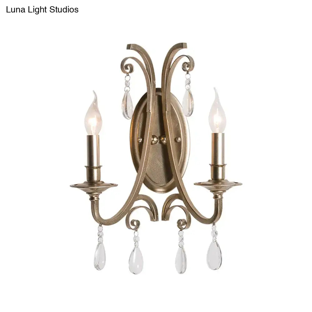 Brass Crystal Sconce Light