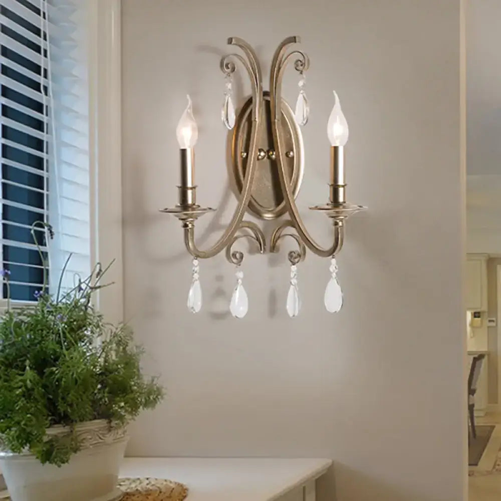 Brass Crystal Sconce Light