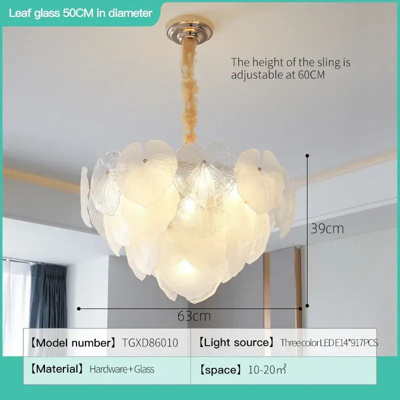 Cream Crystal Petal Glass Chandelier