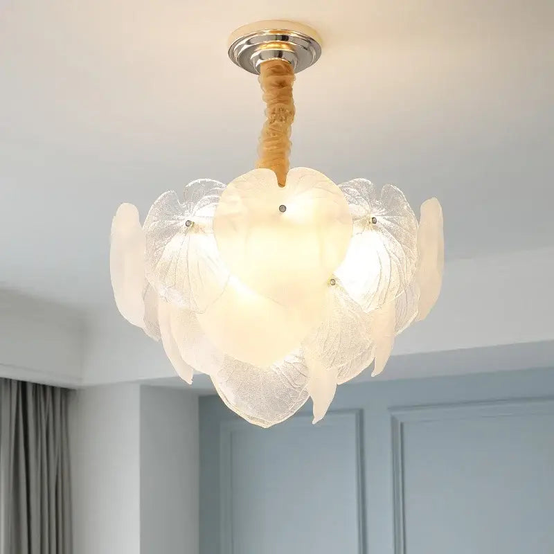 Cream Crystal Petal Glass Chandelier