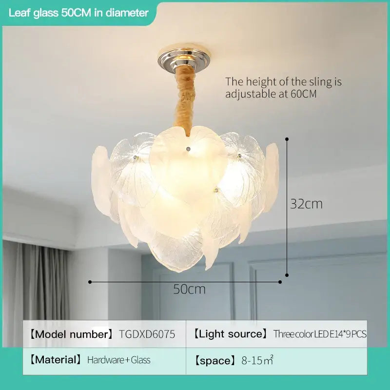 Cream Crystal Petal Glass Chandelier