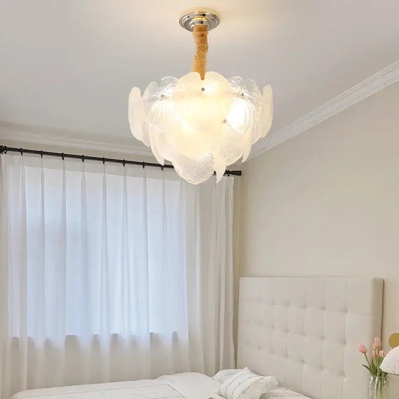 Cream Crystal Petal Glass Chandelier