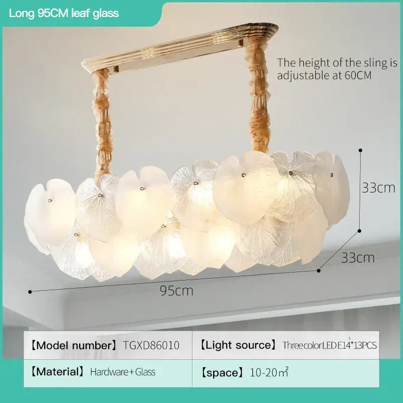 Cream Crystal Petal Glass Chandelier
