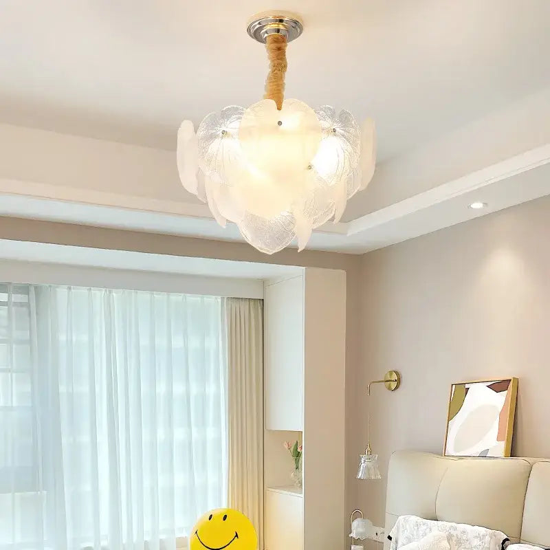 Cream Crystal Petal Glass Chandelier