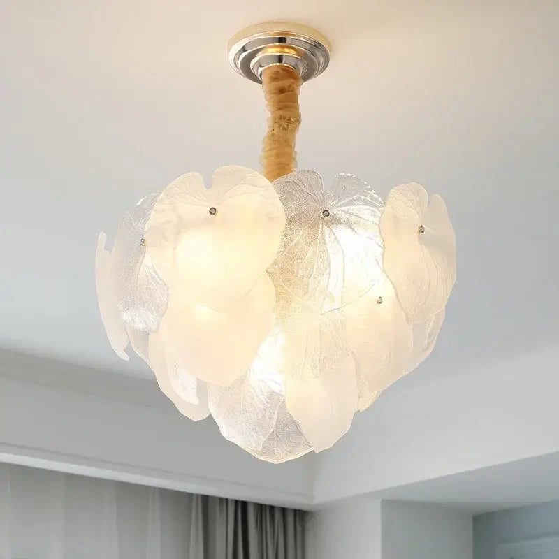 Cream Crystal Petal Glass Chandelier