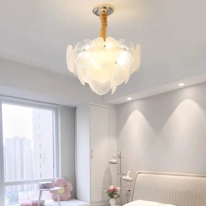 Cream Crystal Petal Glass Chandelier