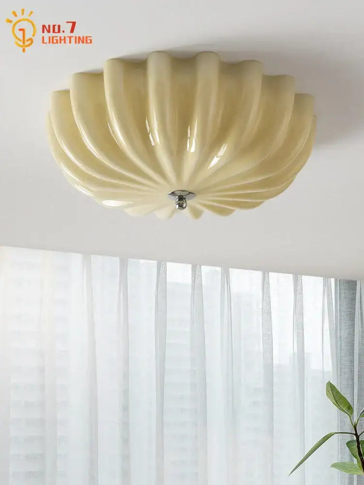 Chrome Ribbed Glass Ceiling Lamp