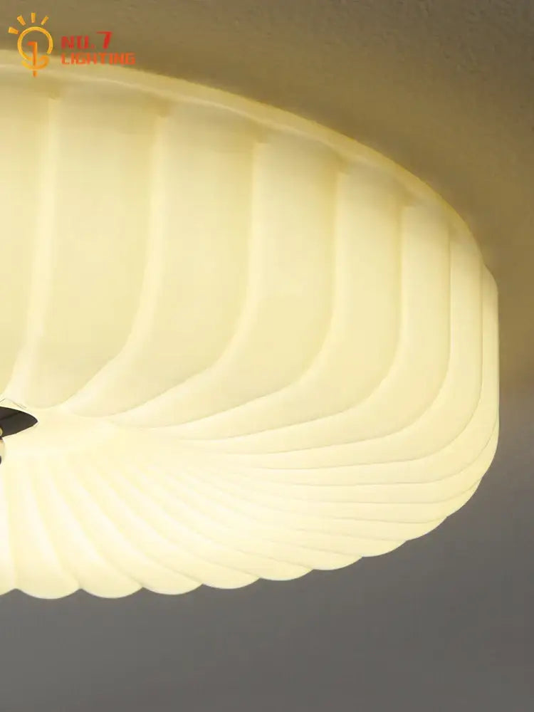 Chrome Ribbed Glass Ceiling Lamp