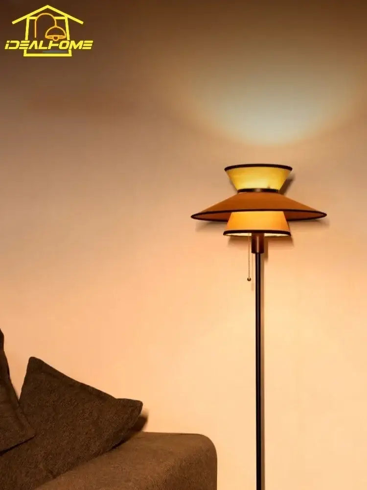 Black Amber Living Room Floor Lamp