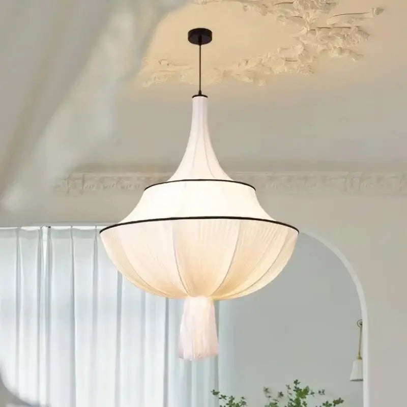 Cream Fabric Foyer Chandelier