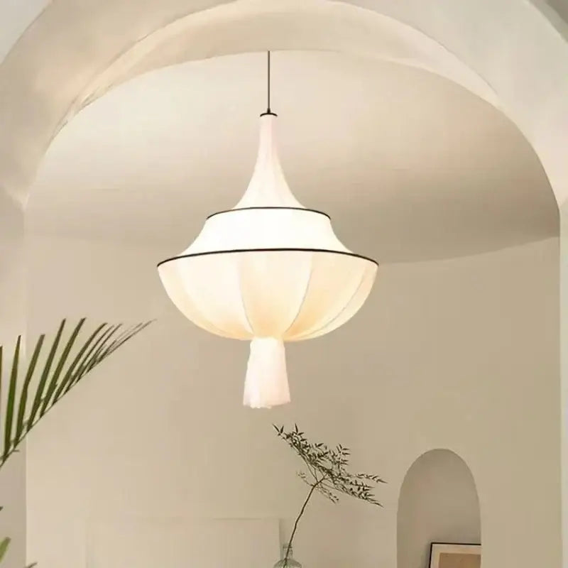 Cream Fabric Foyer Chandelier