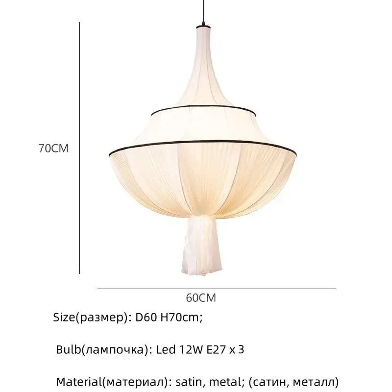 Cream Fabric Foyer Chandelier