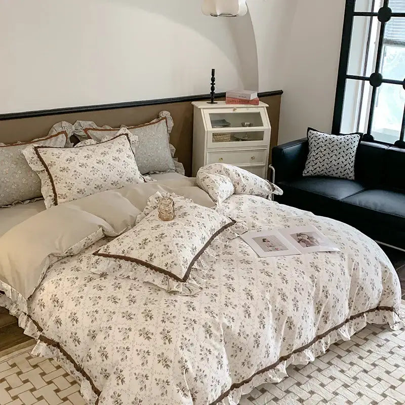 Floral Ruffled Cotton Bedding