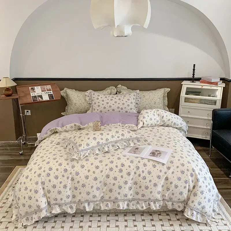 Floral Ruffled Cotton Bedding