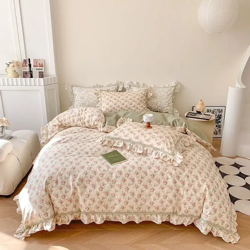 Floral Ruffled Cotton Bedding