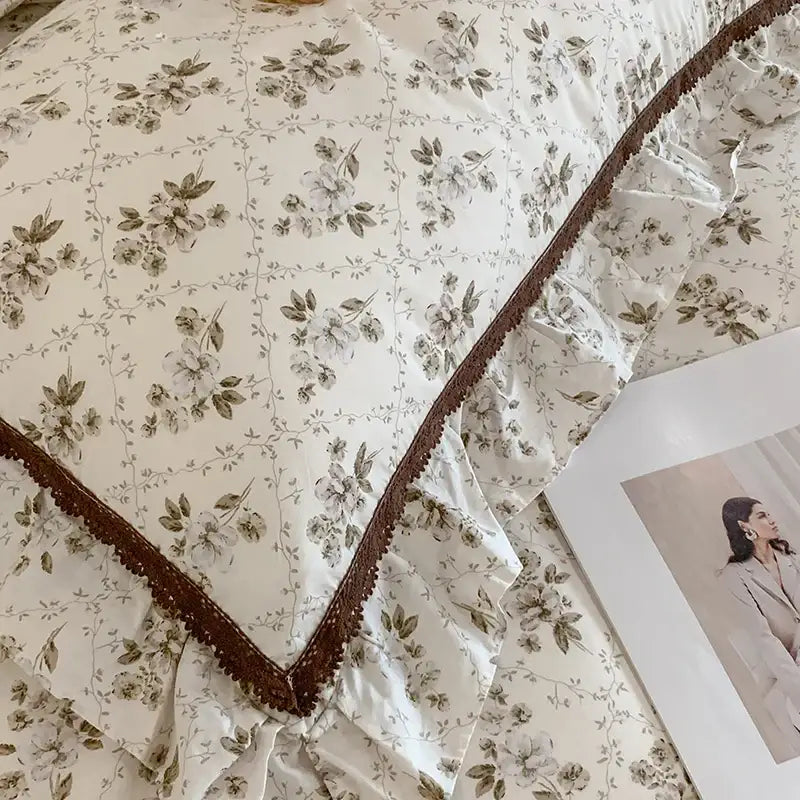 Floral Ruffled Cotton Bedding
