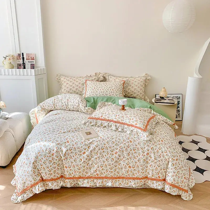 Floral Ruffled Cotton Bedding