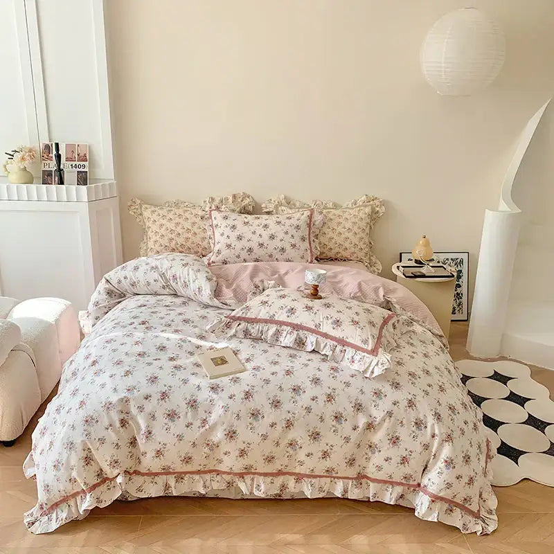 Floral Ruffled Cotton Bedding