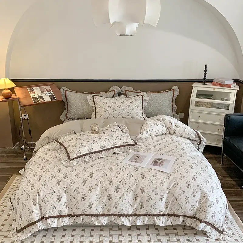 Floral Ruffled Cotton Bedding