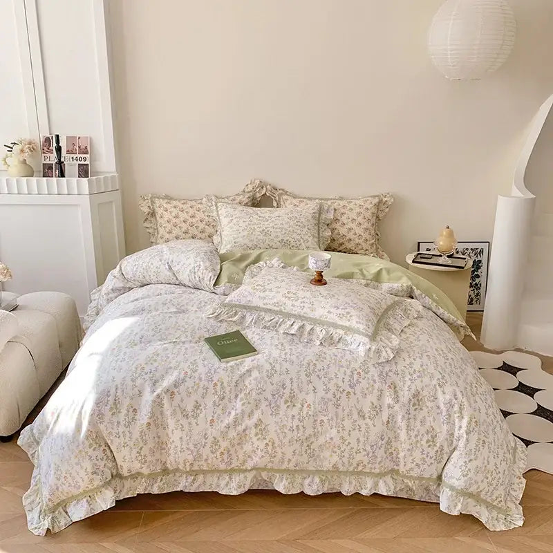 Floral Ruffled Cotton Bedding