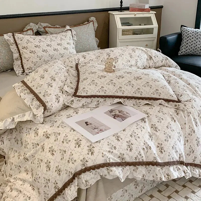Floral Ruffled Cotton Bedding