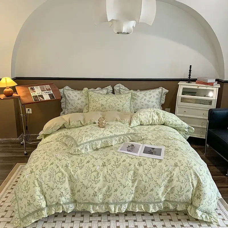 Floral Ruffled Cotton Bedding