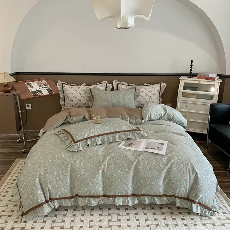 Floral Ruffled Cotton Bedding