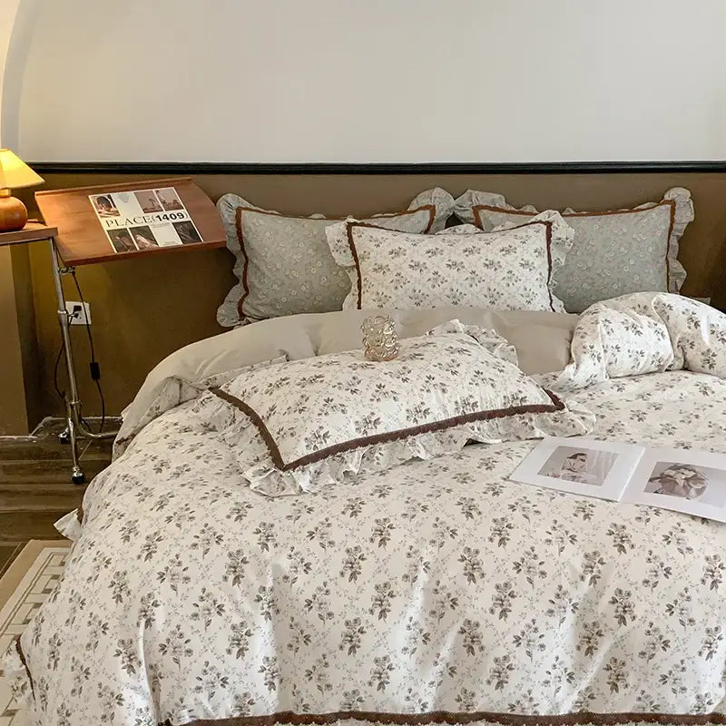 Floral Ruffled Cotton Bedding