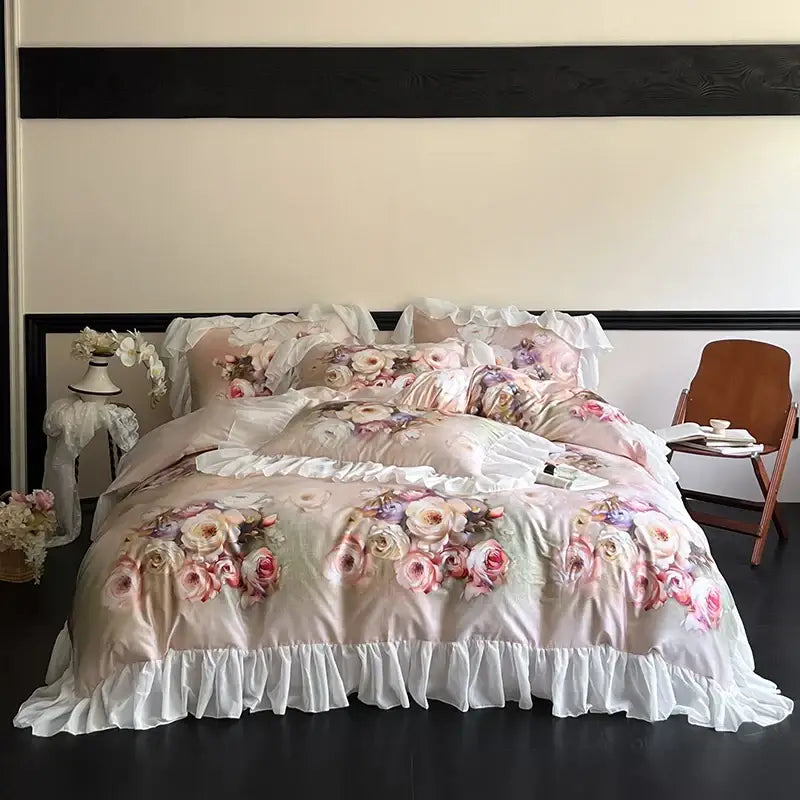 Mint Lace Ruffle Bedding