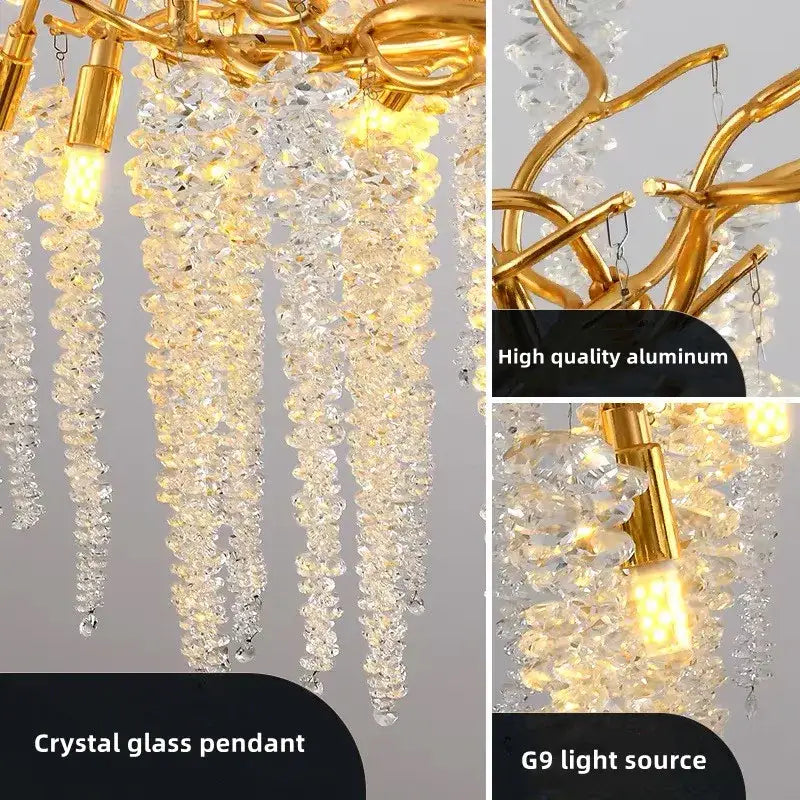 Gold Crystal Branch Chandelier for Wall or Ceiling