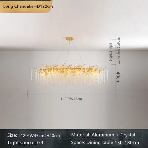Gold Crystal Branch Chandelier for Wall or Ceiling