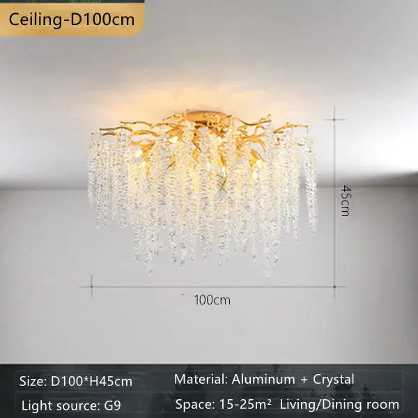 Gold Crystal Branch Chandelier for Wall or Ceiling