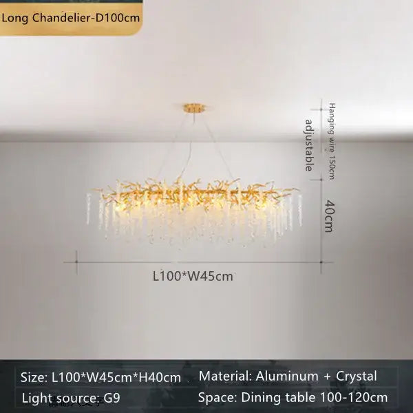 Gold Crystal Branch Chandelier for Wall or Ceiling