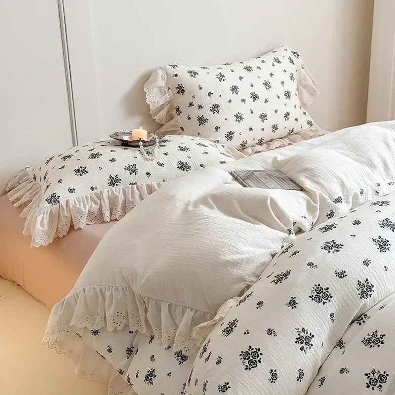 Floral White Cotton Bedding