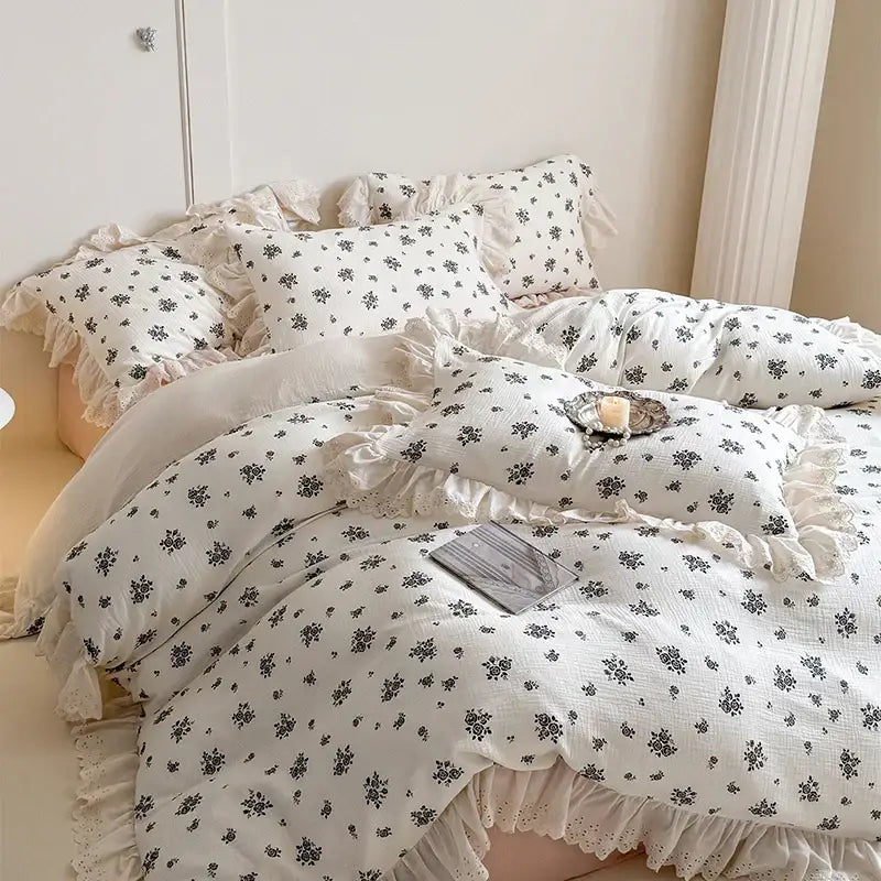 Floral White Cotton Bedding